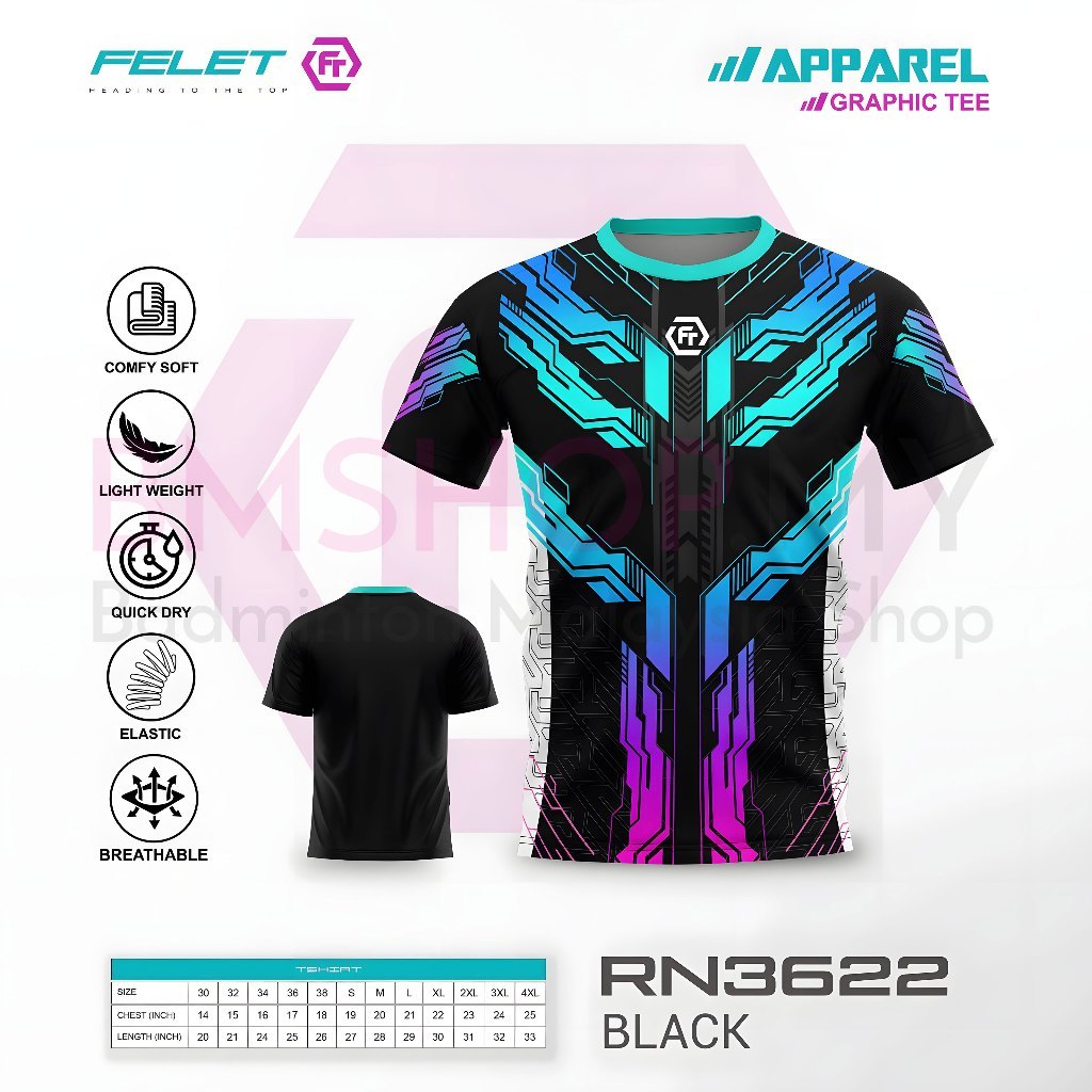 FELET RN3622 เสื้อแบดมินตัน มีให้เลือกหลายสี