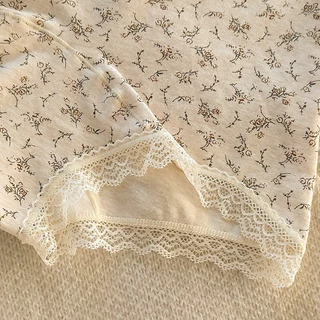 🧸L-2XL🧸กางเกงชั้นในสตรีผ้าฝ้ายแท้ นุ่มสบาย ตัดเย็บเข้ารูป ลายดอกไม้น่ารัก ป้องกันภาพลามกอนาจาร ดีไซน์ป้องกันการบีบรัดสะโ