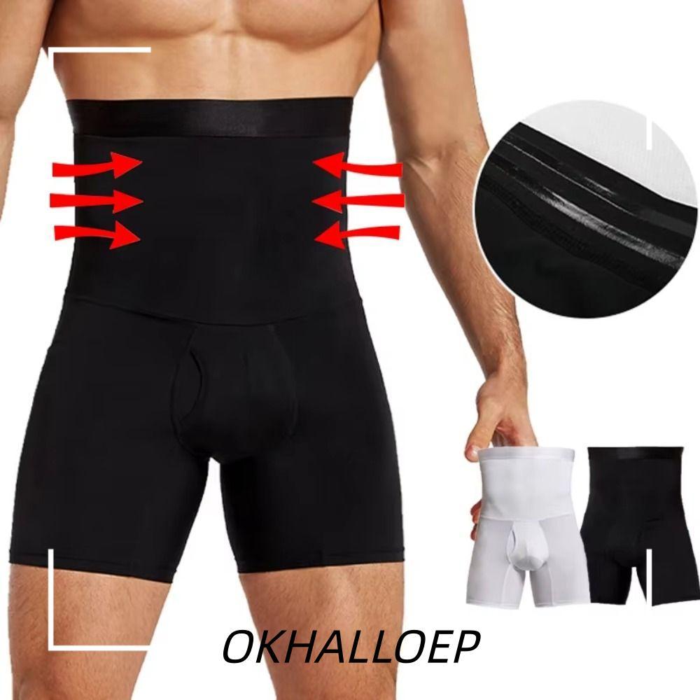 IOKHALLO กางเกงขาสั้นเก็บหน้าท้อง, Belly Slimming เอวสูง Body Shaper, การบีบอัดหน้าท้องลดเอวเทรนเนอร์รัดตัวผู้ชาย