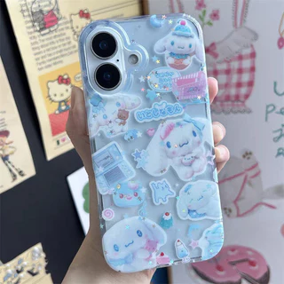 สำหรับ IPhone 17 15 AIR XR 16 13 12 11 14 Pro Max X XS 7 8 16 15 14 Plus เคสผงกระจก คุโรมิ ซินนามอรอล มายเมโลดี้ โปชาคโค