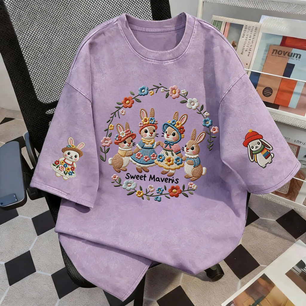 DailyTee🌟เสื้อยืดฟอก เสื้อวินเทจ เสื้อยืด oversize ลาย 'Sweet Maveris' เกาหลี เท่ห์มาก พิมพ์ลาย ผ้านิ่มใส่สบายS-3XL COD📦