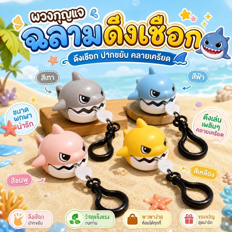 พวงกุญแจฉลาม ABS น่ารัก แฟนซี ของขวัญคู่ แขวนกระเป๋า/กุญแจ | ทนทาน ไม่แตกง่าย​