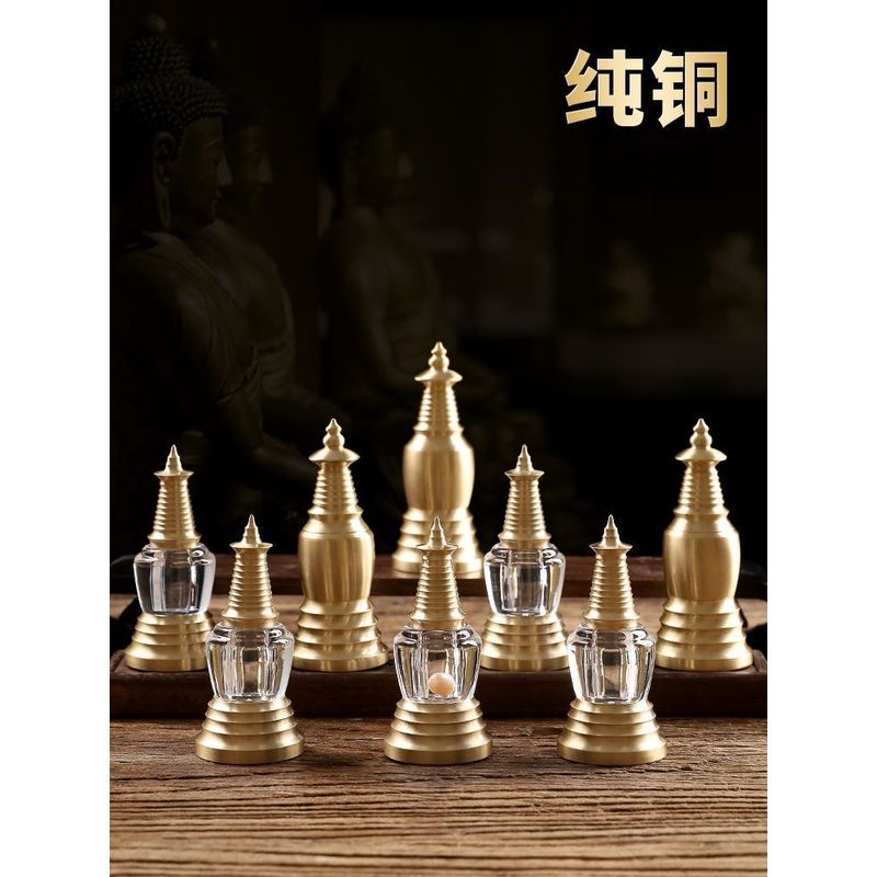Relic Pagoda คริสตัลบูชา Gawu อะคริลิค Bodhi Pagoda โลหะผสมเปิดได้บูชา Pagoda Pagoda เครื่องประดับ 7