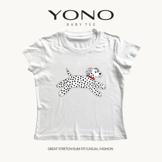 (พร้อมส่ง24ชม.) baby tee สีดำ ลายหมาดัลเมเชียน ฟีลมินิมอลน่ารักหวานเท่ ทรงเข้ารูป ใส่ชิคทุกวัน