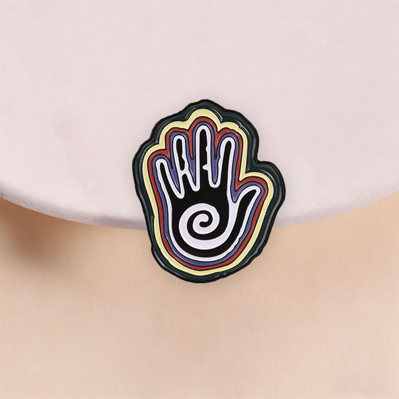 Psychedelic เกลียวปาล์มมือเข็มกลัดเคลือบ Hippie เข็มกลัดโลหะสําหรับเสื้อผ้ากระเป๋า Art อินเทรนด์อุปกรณ์เสริมของขวัญที่ไม่ซ้ํากัน