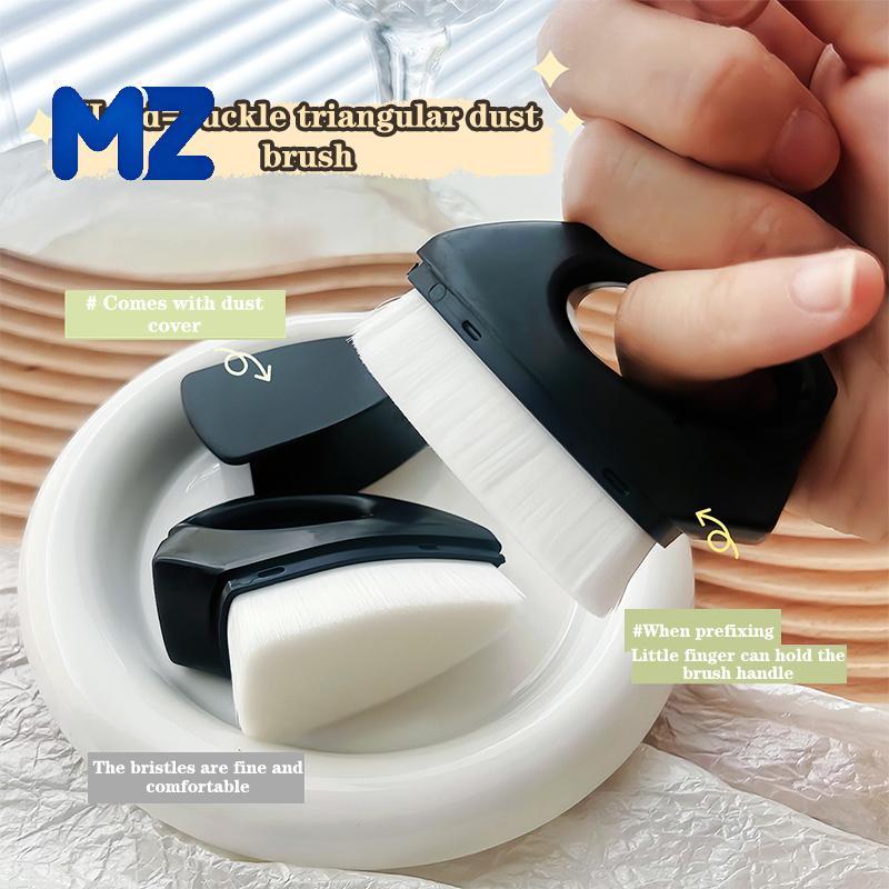 [MZ] Professionals Nails Art Dust Brush Triangle With Cover Finger Bule Brush Dust Cleaning Make Up Brush เครื่องมือทําเล็บ