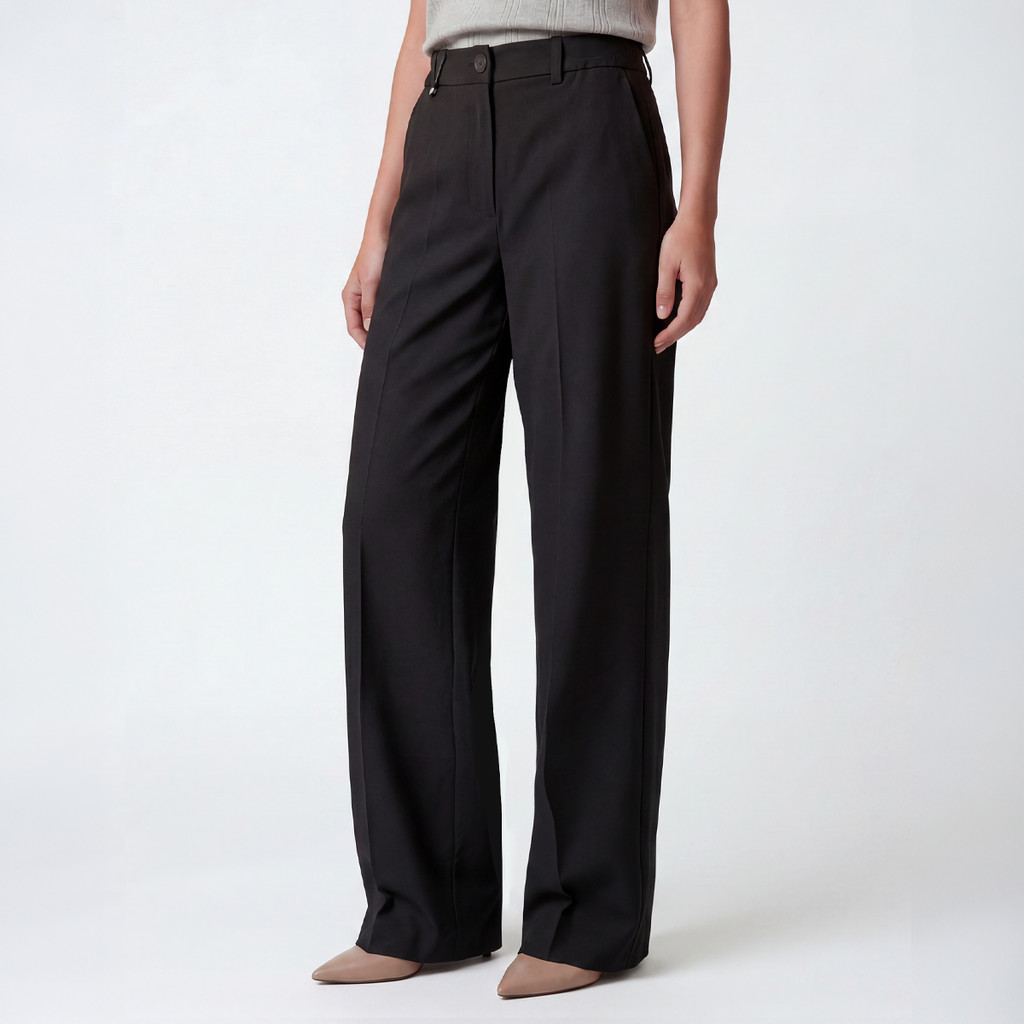 ESPADA กางเกงขายาวทรงขากว้าง ผู้หญิง สีดำ | Wide-leg Pants | 05222