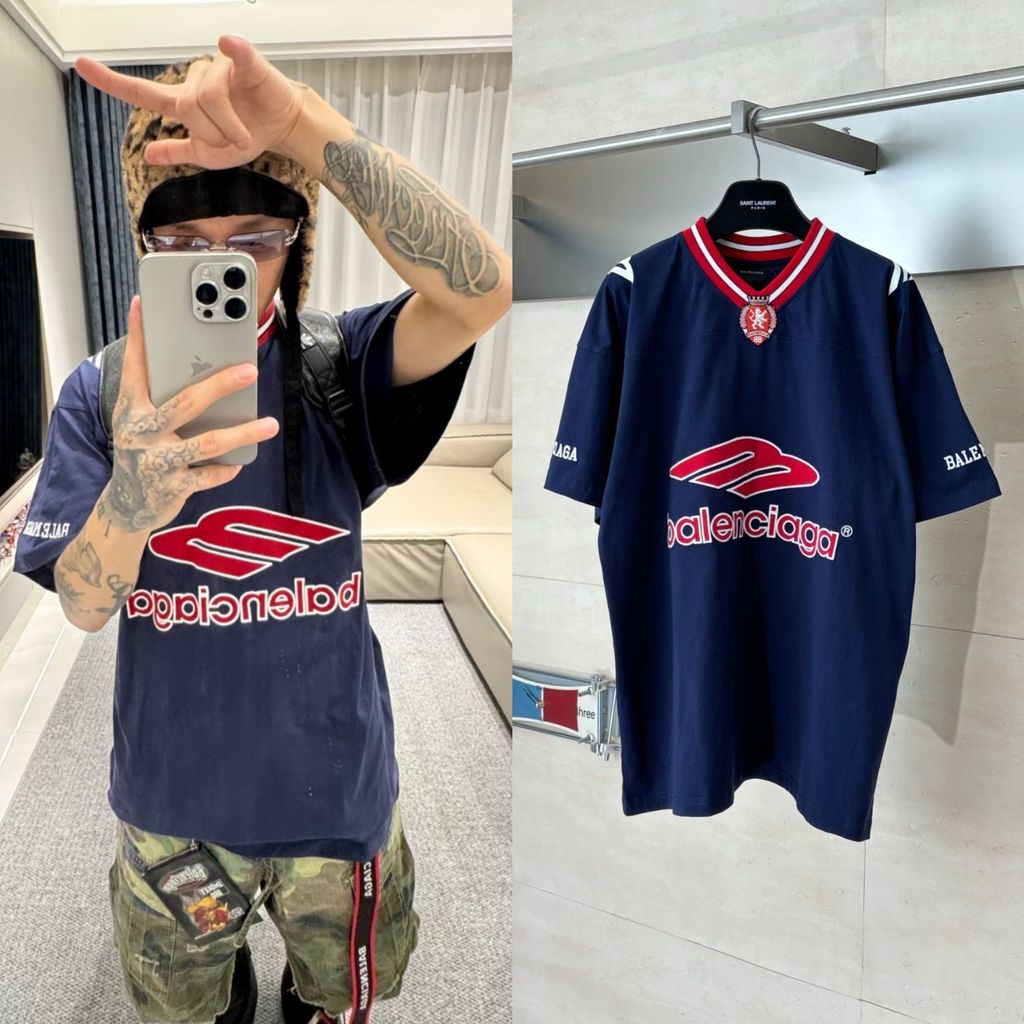 CU6K BB-LCG * แขนสั้นฤดูใบไม้ผลิสไตล์ใหม่ Joint Jersey V คอแขนสั้นเสื้อยืดผู้ชายผู้หญิง