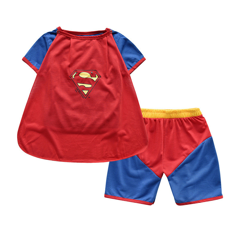 เสื้อผ้าเด็กฮาโลวีนคอสเพลย์เครื่องแต่งกายแขนสั้น Boy League of Legends Superman Superman ชุด WJG