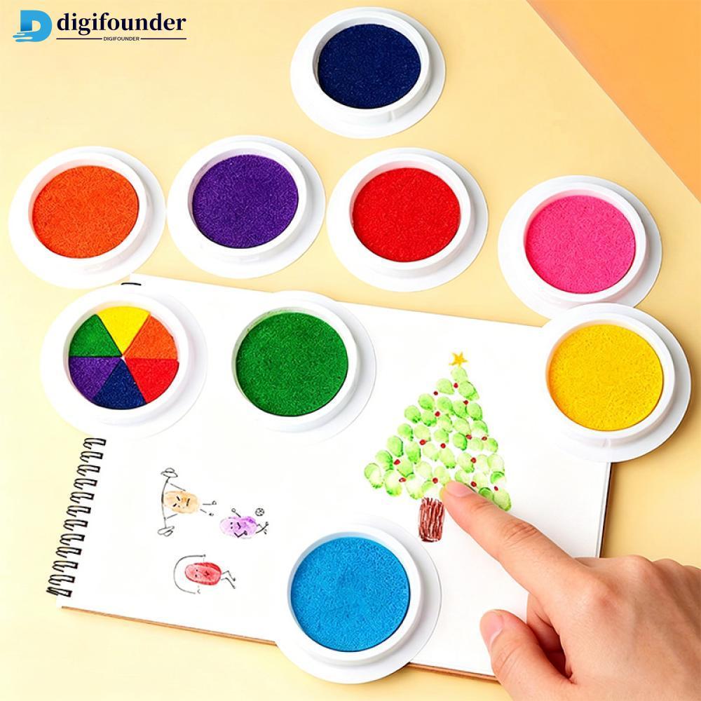 DIGIFOUNDER ล้างทําความสะอาดได้ Finger Paint Ink Pad สําหรับเด็กสีสันแสตมป์ Pad เด็กวัยหัดเดิน Handp