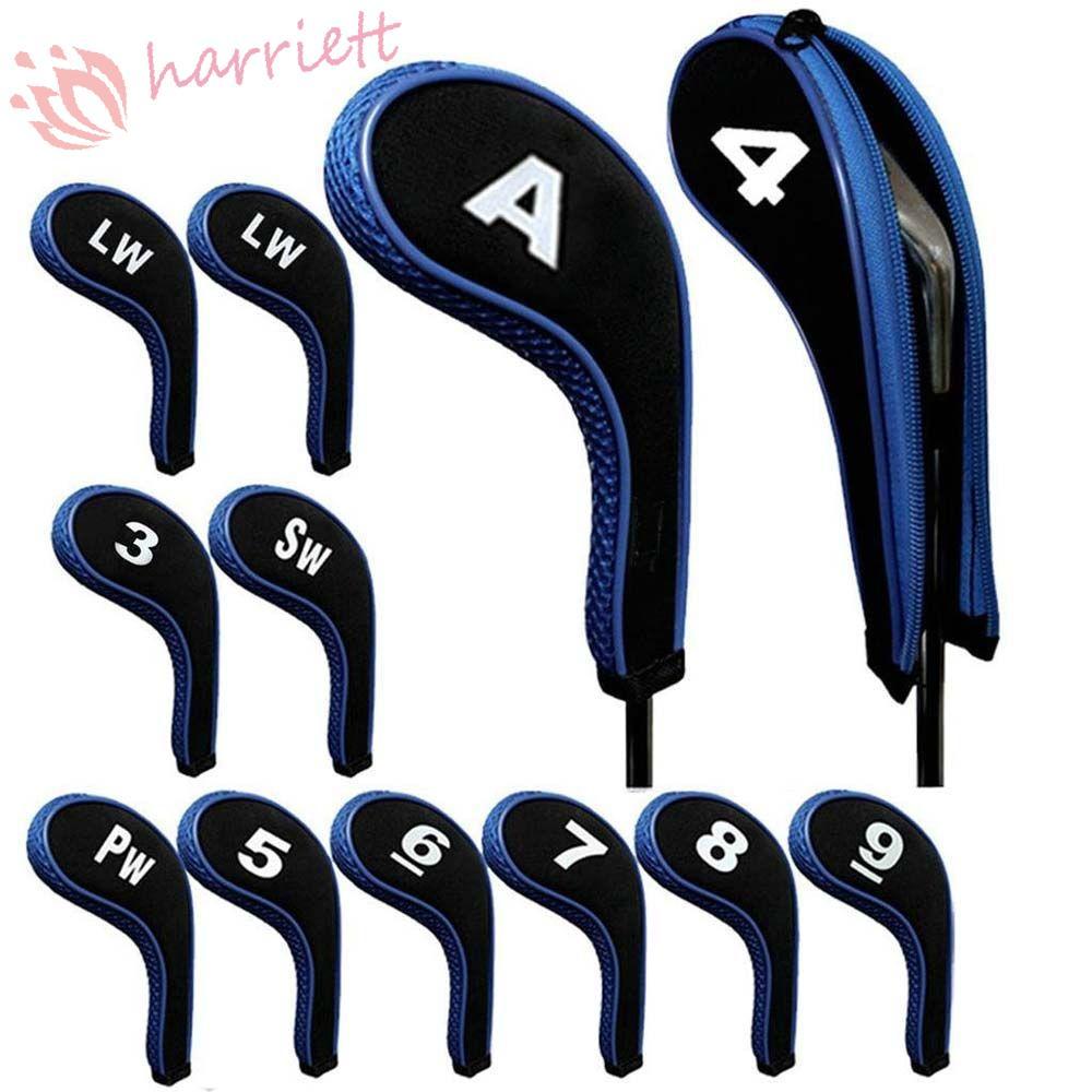 HARRIETT Iron Headcover 3-9,P,S,A Wedge cover Sports Golf Iron Covers Set Training Equipment Golf Putter Accessories With Number Design Long Neck Zipper Golf Headcovers