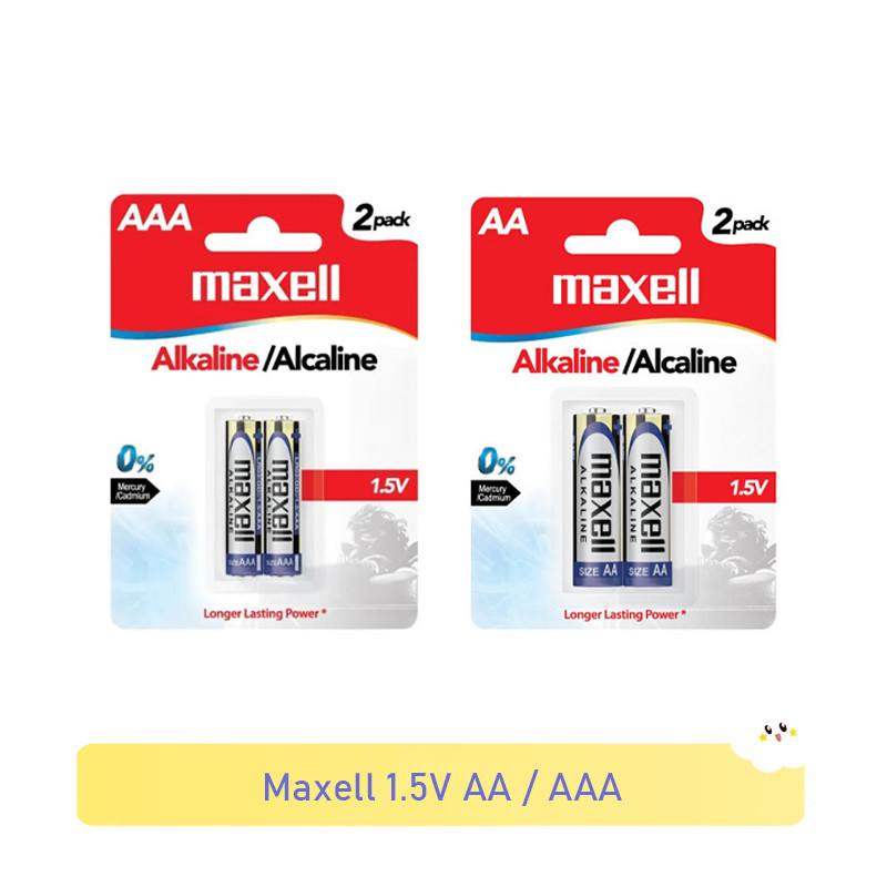 Maxell 1.5V AA LR6 / AAA LR03 แบตเตอรี่อัลคาไลน์สําหรับงานหนักติดทนนาน 2PC