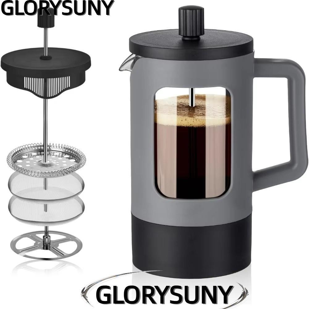 GLORYSUNY เครื่องชงกาแฟ French Press, ทนความร้อนป้องกันสนิมชา Brewer, แบบพกพา 600ml ความจุขนาดใหญ่ B