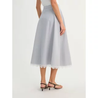 [Pomelo] กระโปรงแต่งขอบลูกไม้ / Lace Trim Midi Skirt