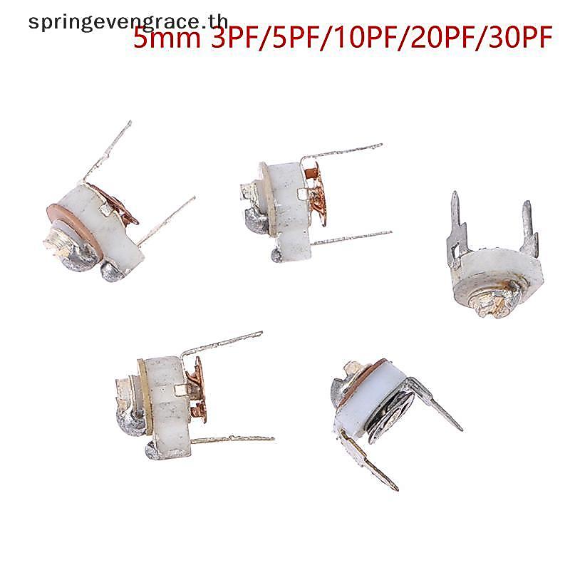 Springevengrace 5PCS 5 มม.เซรามิคTrimmer CapacitปรับCapacitor TrimmerตัวแปรเซรามิคCapacitor 3PF 5PF 