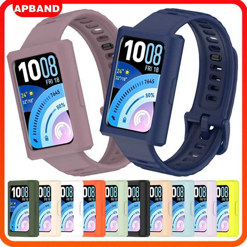 สายรัดซิลิโคนอ่อน for Huawei Band 11/11 Pro สายพานยางกีฬา สายรัดข้อมือป้องกันหน้าจอ อุปกรณ์เสริมฝากกันชน
