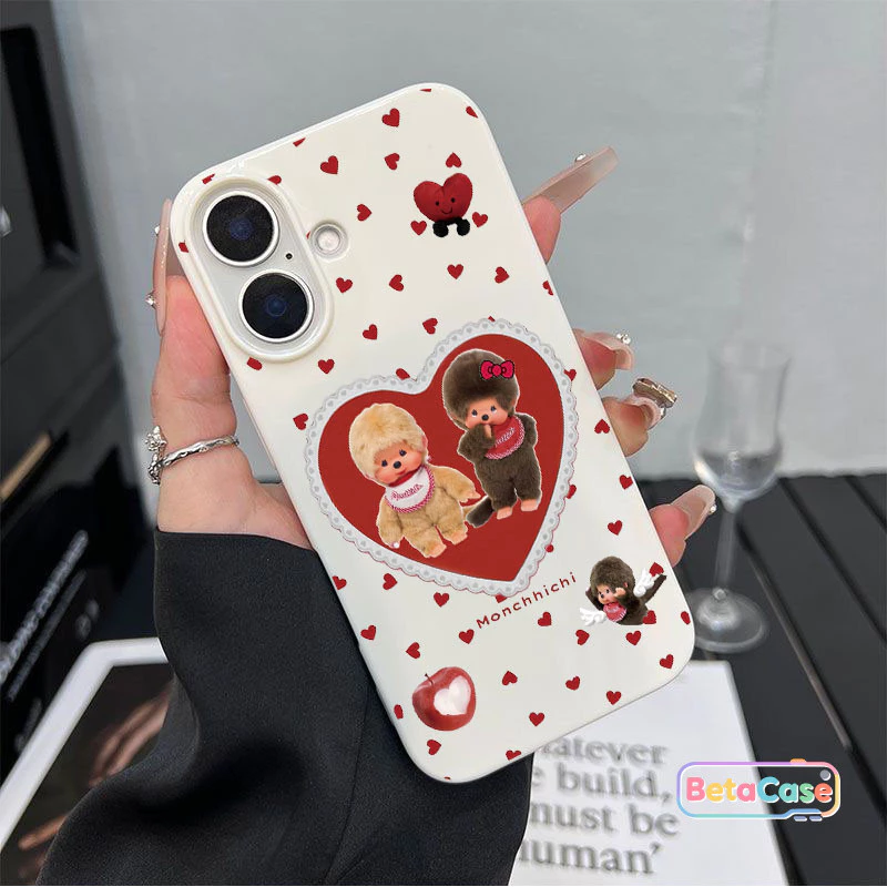 เคสโทรศัพท์มือถือลาย Monchchi รูปหัวใจลายจุดน่ารัก iPhone 17Pro/16/15/14/13/12/11/ProMax/7/8Plus/XS/XR