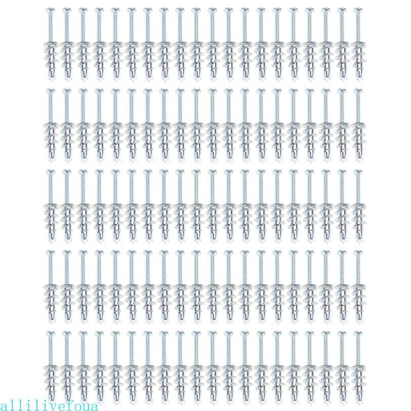 Allilivefoua 100pcsWall Anchors Screw set Drywall Fixing set สําหรับยึดที่ปลอดภัยใน Drywall