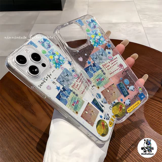 เคส For iPhone 16 เคสใสแบบแวววาว โลกใต้ทะเล การ์ตูนสีสันสดใสน่ารัก For iPhone15 14 13 12 11 Pro max Plus XR เคสไอโฟน11