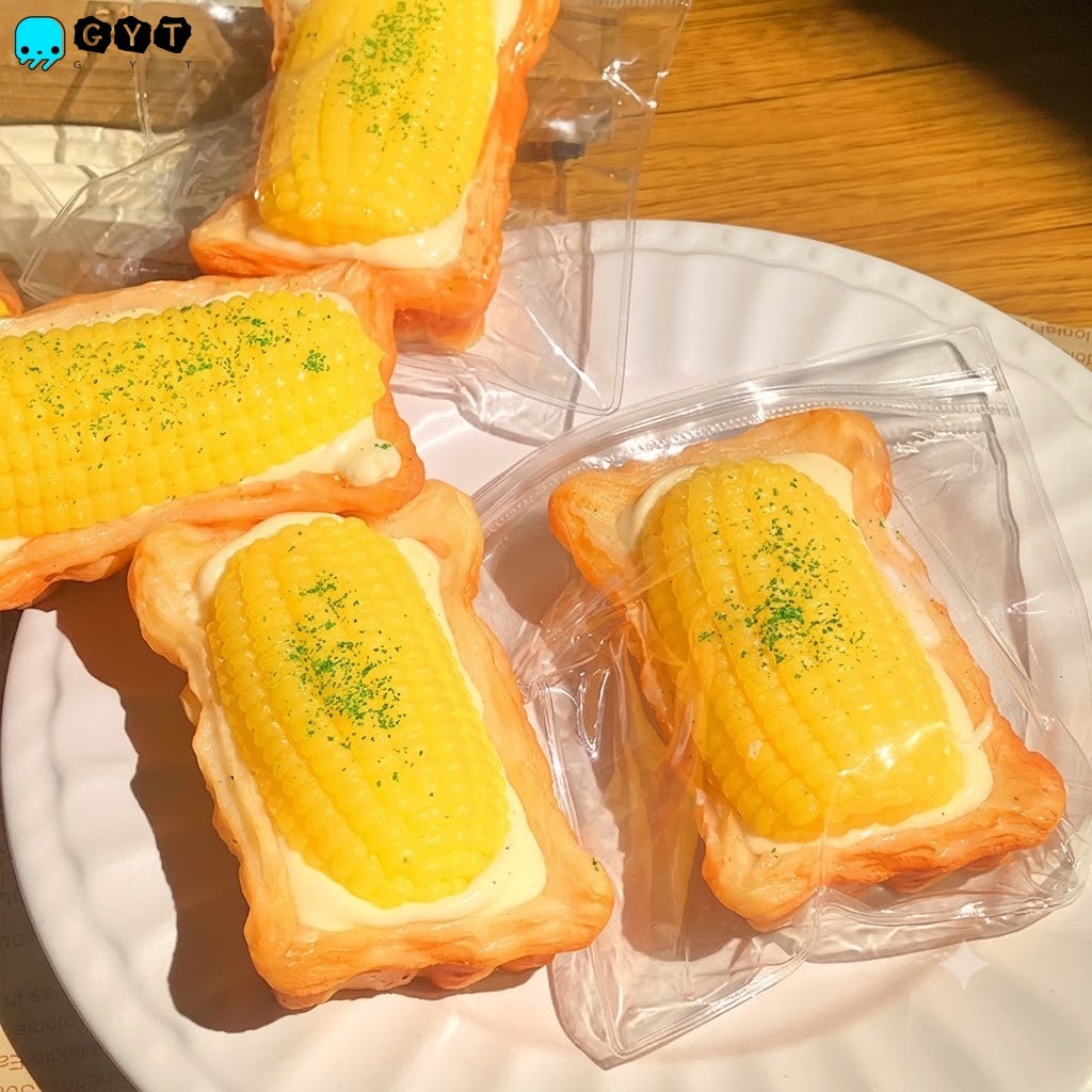 Pastry-Crust Cream Corn Tart Squeeze Toy  Creative Reality Bread-Themed Stress-Relief Toy