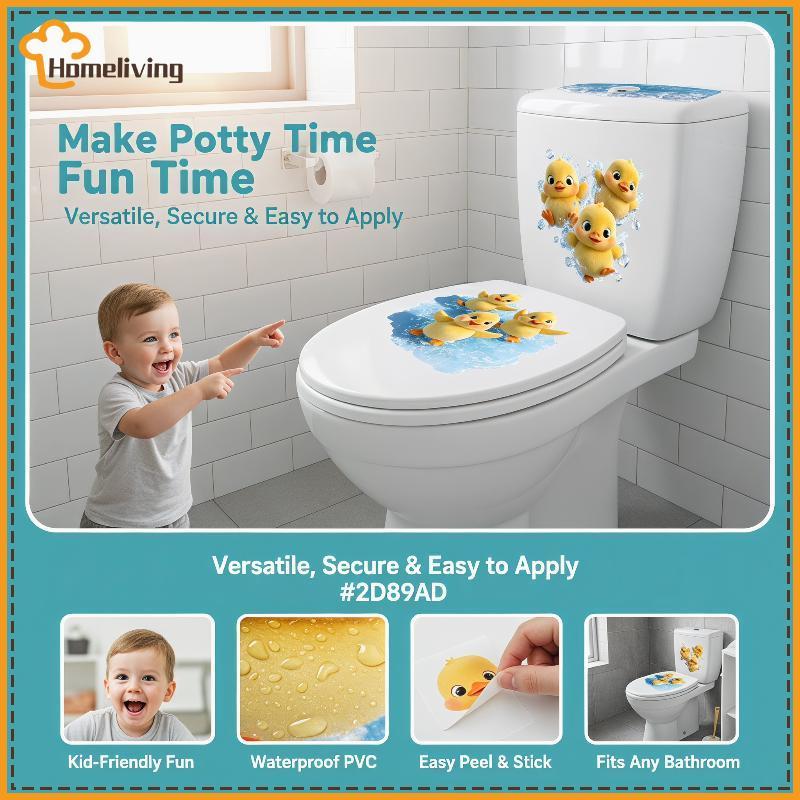 HOME การ์ตูนเล่นน้ํา Du Toilet Stier Self-Adhesive Beautify ตกแต่งบ้านห้องน้ํา TH