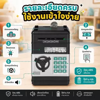 กระปุกออมสินตู้เซฟน่ารัก กล่องออมเงินอัจฉริยะ ตู้เซฟดูดแบงค์ ของตกแต่งห้องนอน ไอเทมประหยัดเงิน