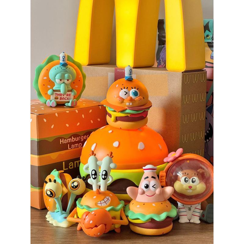 SpongeBob SquarePants Burger King Package Crab Burger การ์ตูนน่ารัก Hand-Made ของเล่นเดสก์ท็อปตกแต่ง