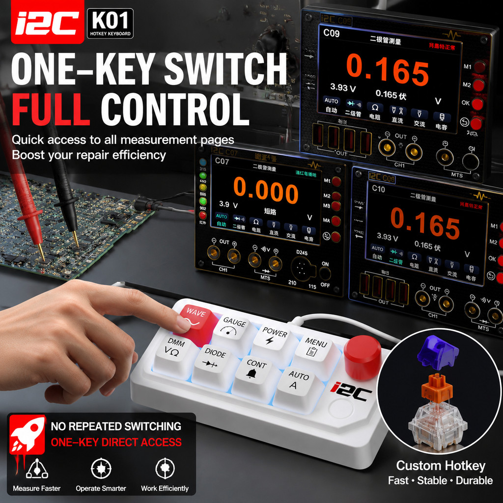 I2C K01 คีย์บอร์ดสําหรับ C09 & C10 มัลติมิเตอร์ Waveform ฟังก์ชั่น One-Key การสลับปรับปรุงการวินิจฉั