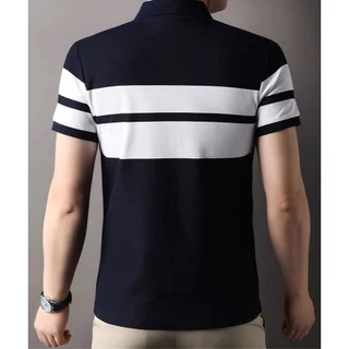 Chaistyle ฤดูร้อนเสื้อโปโล ลายริ้ว ธุรกิจลำลอง คอปกผู้ชายแขนสั้น สีตัดกัน แฟชั่น แมทช์ง่าย รุ่นบาง ระบายอากาศได้ดี