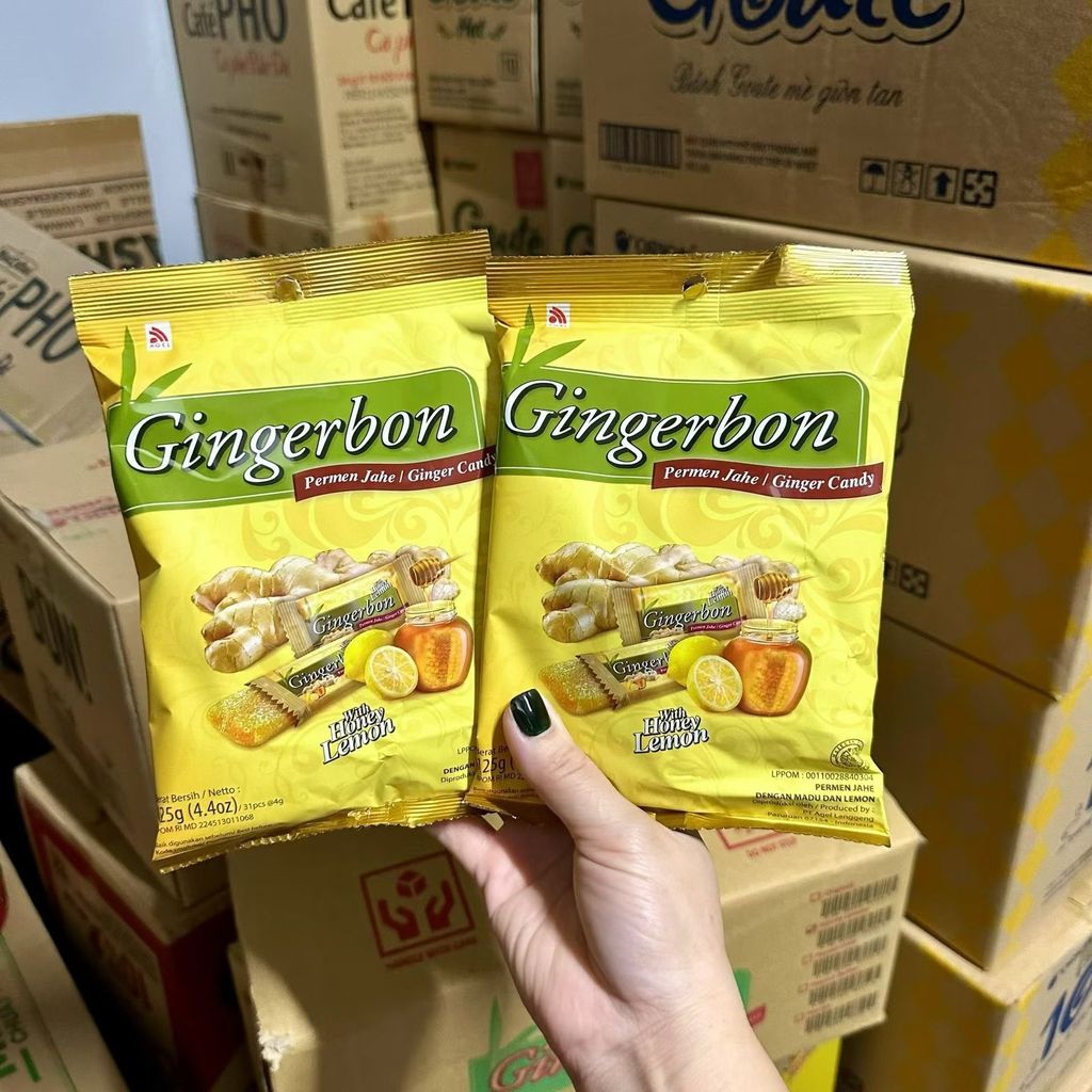 อินโดนีเซีย Gingerbon Ginger Candy Honey Lemon/Original Candy Gummy Snacks 125g Ginger Candy