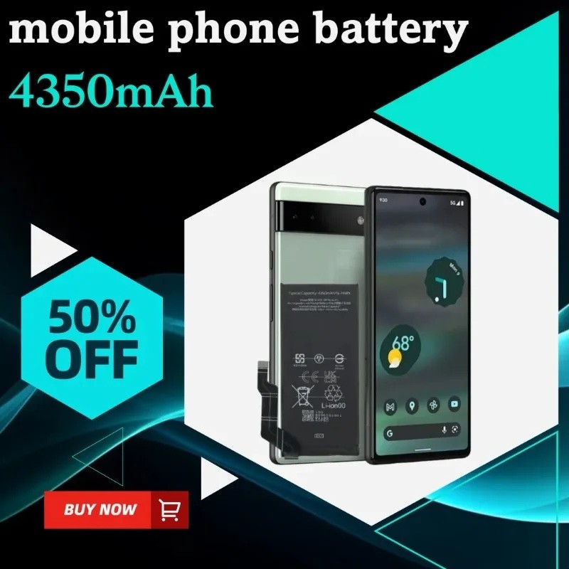 4350mAh สําหรับ Google Pixel 6A Cell GLU7G แบตเตอรี่โทรศัพท์มือถือ