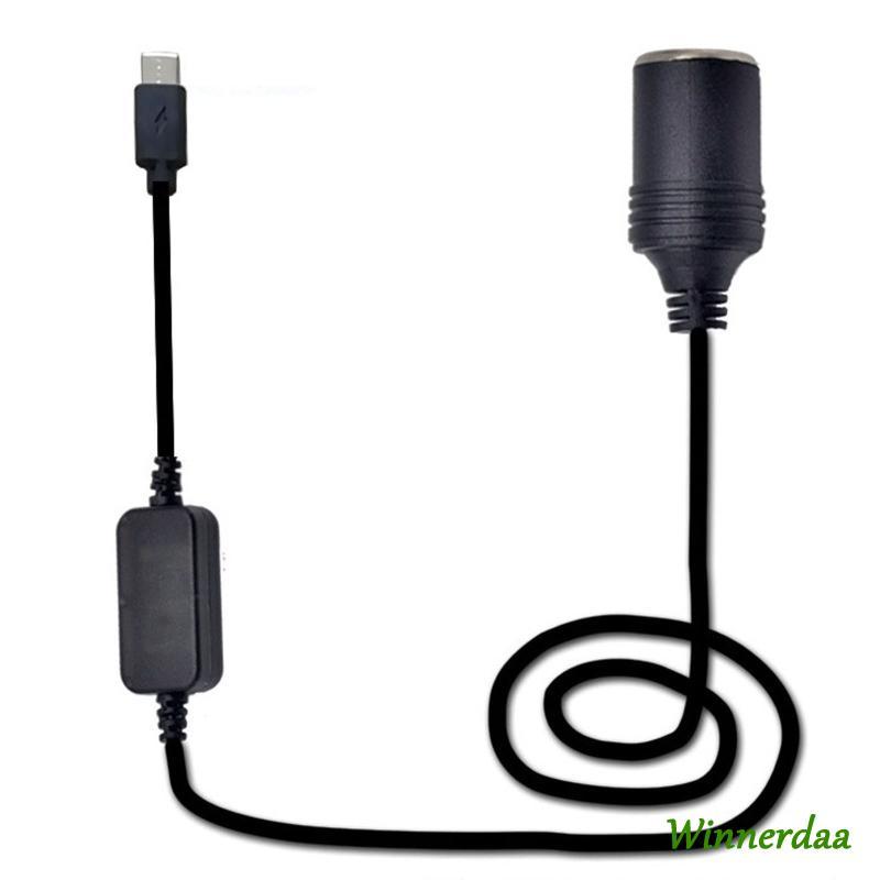 WYN USB-C 5V Type-C ชาย 12V รถซ็อกเก็ตสายไฟสําหรับรถยนต์ 12V อุปกรณ์ขับเคลื่อน