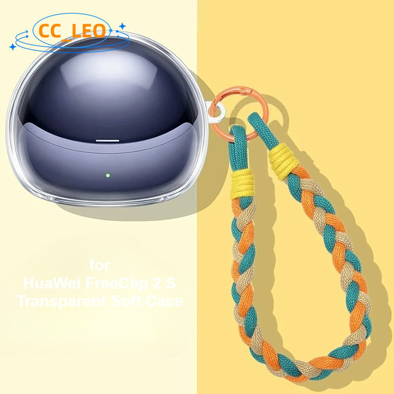 Compatible with Huawei FreeClip 2 S Case Transparent Soft Case Colorful Lanyard Pendant Suitable for Huawei FreeClip 2 S Shockproof Shell Protective Sleeve