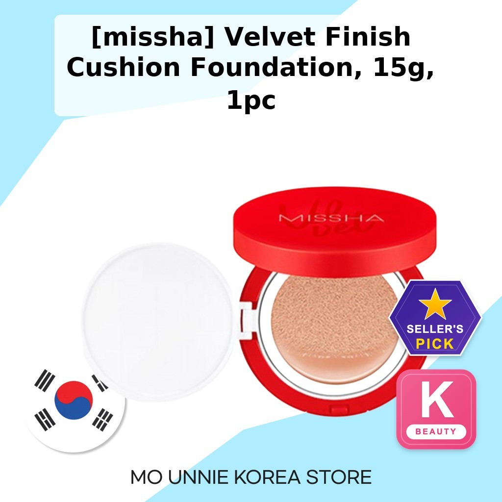 [missha] Velvet Finish Cushion Foundation, 15g, 1pc / Korean Foundation / Velvet Finish / ของแท้ 100