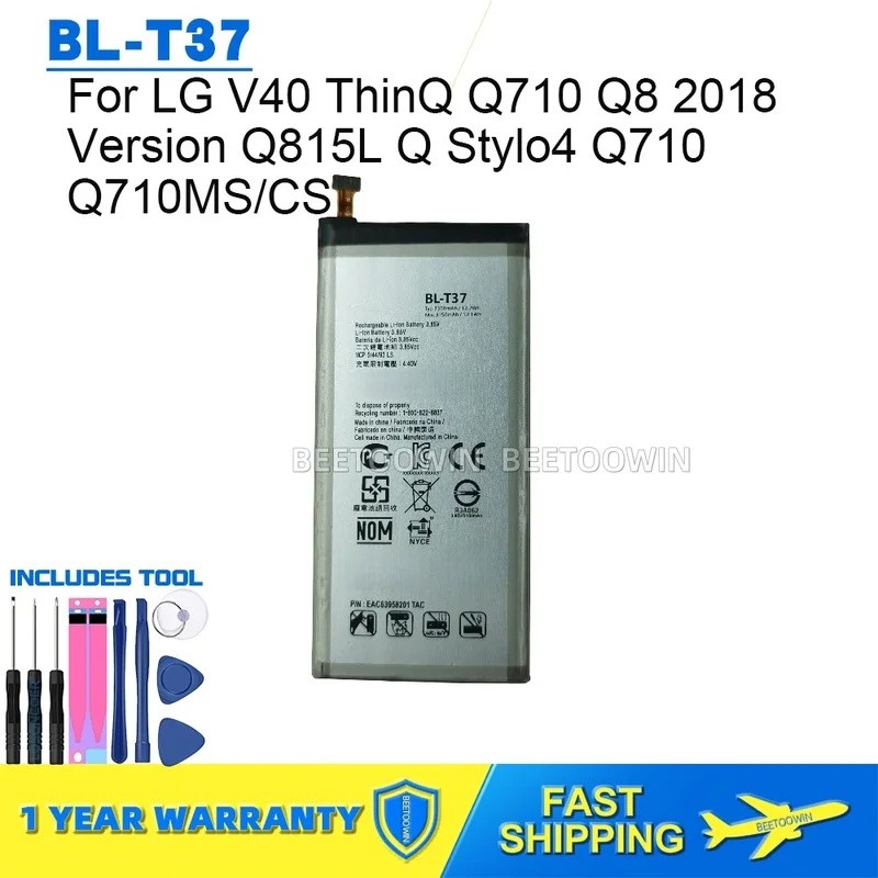 สําหรับ LG V40 ThinQ Q710 Q8 2018 รุ่น Q815L Q Stylo4 Q710 Q710MS/CS BL-T37 แบตเตอรี่โทรศัพท์
