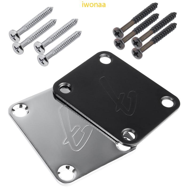 Iwo 70s F โลโก้ 4-Bolt สีดํา Chrome กีตาร์คอแผ่นคอพร้อมสกรู