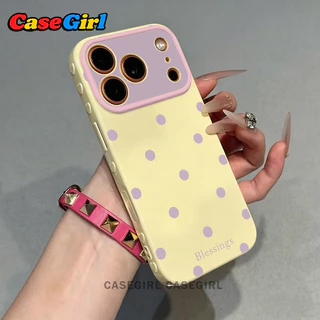 สำหรับ iPhone 15 17 16 13 11 12 14 Pro Max 15 14 16 Plus ลายจุดคัลเลอร์เรียบง่าย ข้างเคสหัวใจ เคสหน้าต่างกล้อง