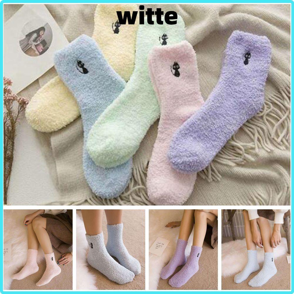WITTE Fuzzy ถุงเท้า, โพลีเอสเตอร์ Warm Cozy Fluffy รองเท้าแตะถุงเท้า, Super Soft Fluffy สีเหลืองสี B