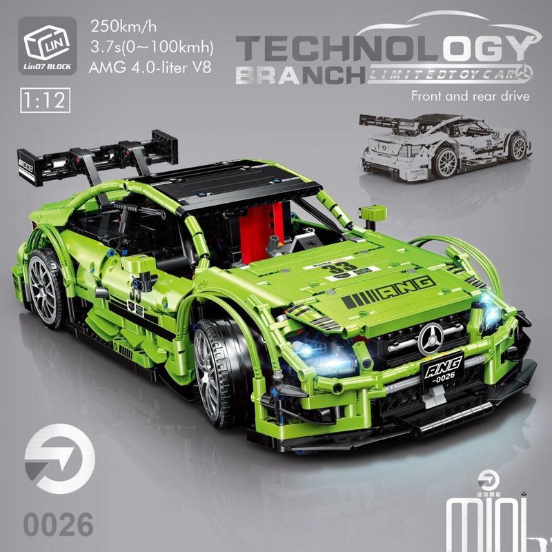 LIN07 Qunlong Mini Building Blocks Machinery C63 Racing Car Assembly รุ่นชายประกอบอนุภาคขนาดเล็กของเ