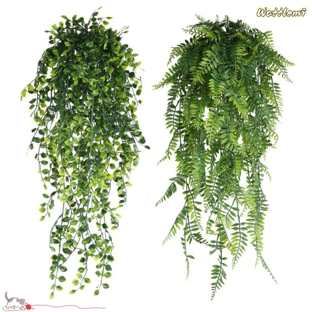 WATTLEMI ประดิษฐ์แขวน Vines, 80 ซม.ความยาว 5 หัวประดิษฐ์ Ivy Vines, แขวนพลาสติกใบสีเขียวสี Leaf หญ้า