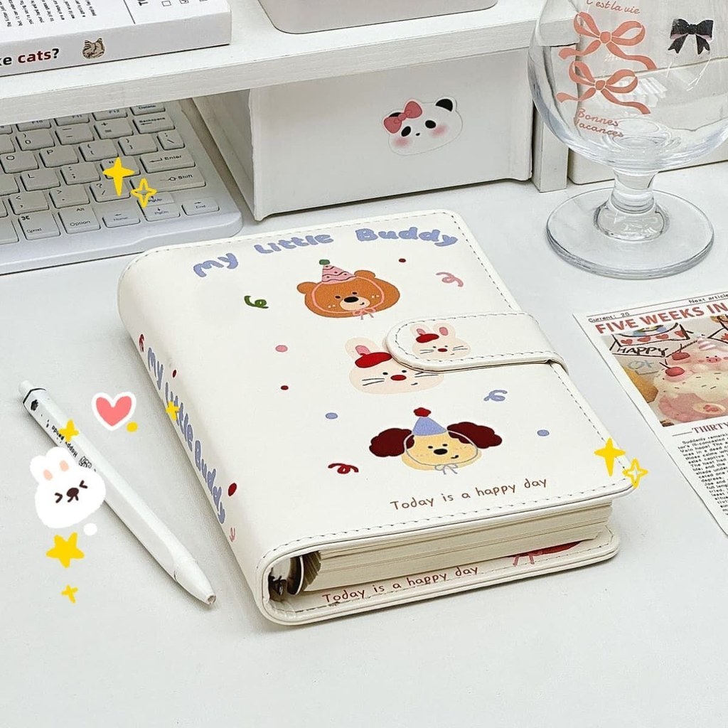 Birthday Puppy a6 สมุดโน๊ตแบบหลวมแม่เหล็กสาวการ์ตูน a6 สมุดโน๊ตน่ารัก
