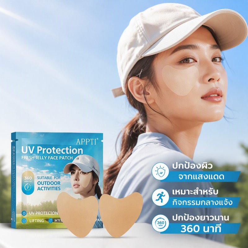 Face Sunscreen Gel Patch Set 5 คู่ SPF 50 UVB 98 9 เปอร์เซ็นต์ Hydrating Soothing