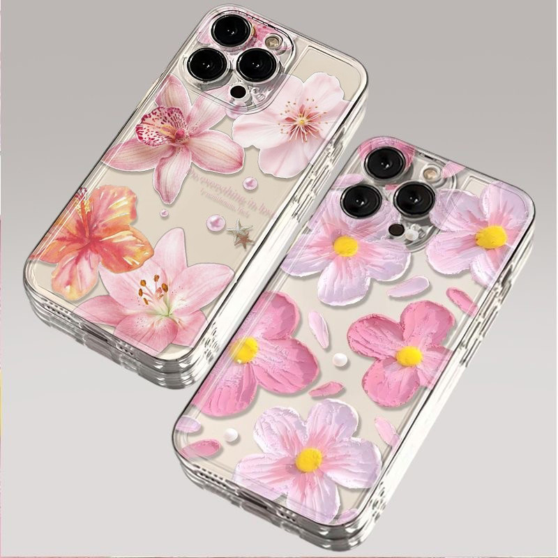 สีชมพู Lily ดอกไม้เคสโทรศัพท์สําหรับ Samsung Galaxy M54 M23 J4 J6 Plus J7 J2 Prime G530 A7 2018 TPU 