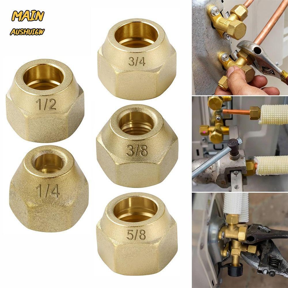 MAINAUSHUI6W ทองเหลือง Flare Nut, 1/4 "3/8" 1/2 "16" 1/8" 3/4" Flare Tube อุปกรณ์, Thicken ชิ้นส่วนเ