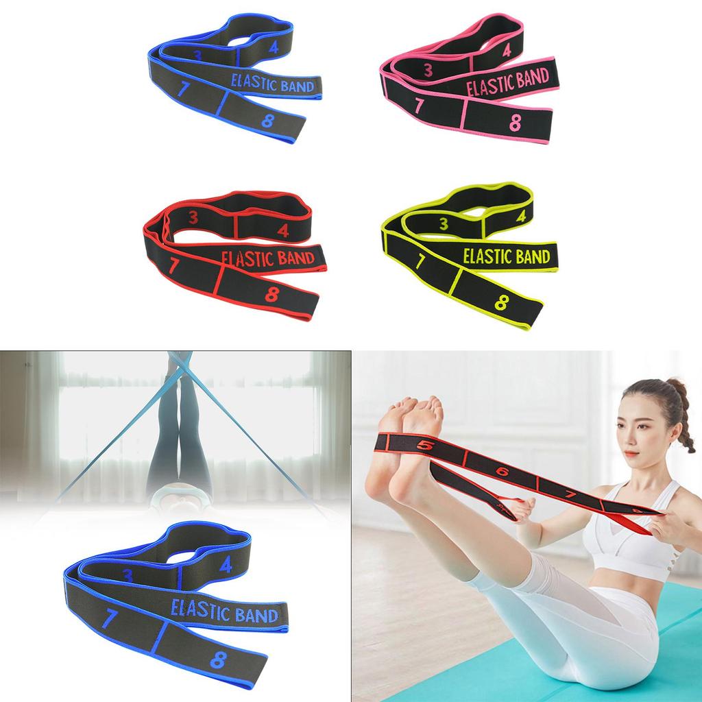 [Abbraccia] Yoga Stretch Strap Elastic Band Yoga Resistance Band 8 Segment for Fitness Training