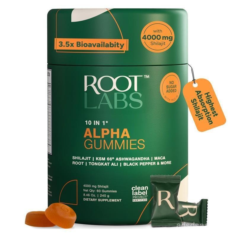 Root Labs Alpha Shilajit Gummies 4000 มก | พลังงาน Stamina & Focus | น้ําตาลซีโร่ | KSM-66 Ashwagand