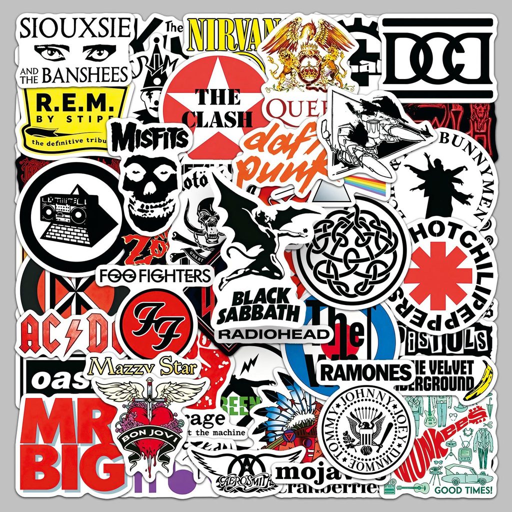 56 ชิ้น Cool Rock Band สติ๊กเกอร์กันน้ํา,อินเทรนด์ Punk Music Graphic Decals สําหรับหน้าต่างอัตโนมัติ, หมวกกันน็อครถจักรยานยนต์และสกู๊ตเตอร์ที่กําหนดเอง DIY เครื่องประดับ