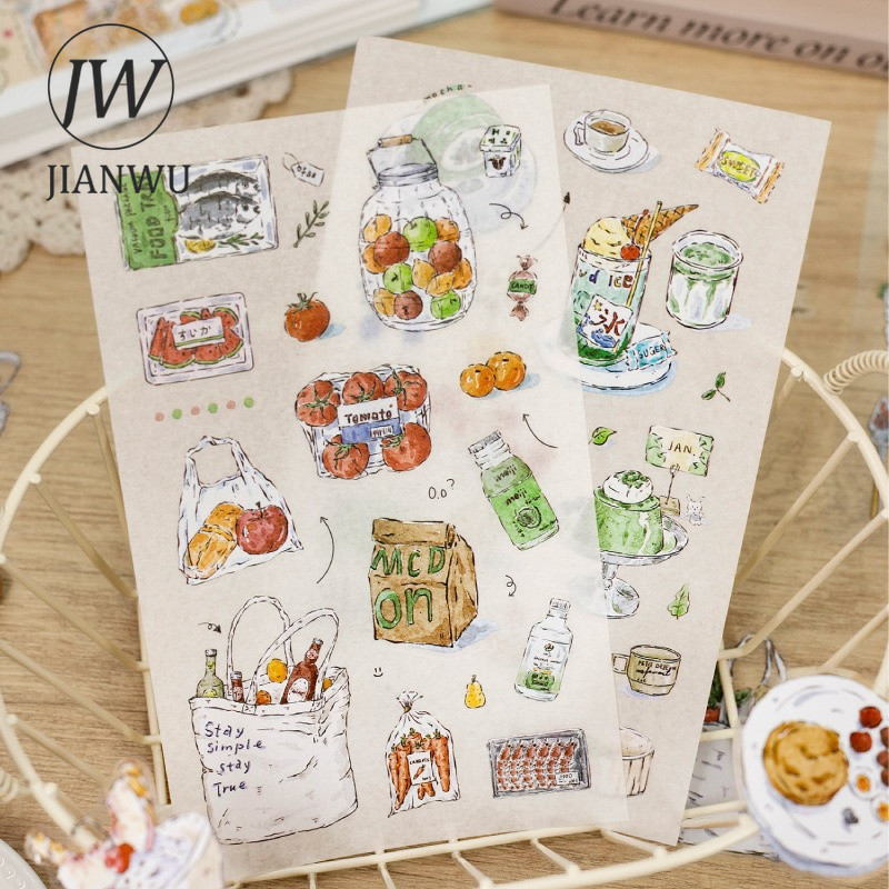 JIANWU Vintage เค้กขนมปังขนมภูมิทัศน์วัสดุ Collage Scrapbooking สติกเกอร์ Creative DIY Journal เครื่องเขียน