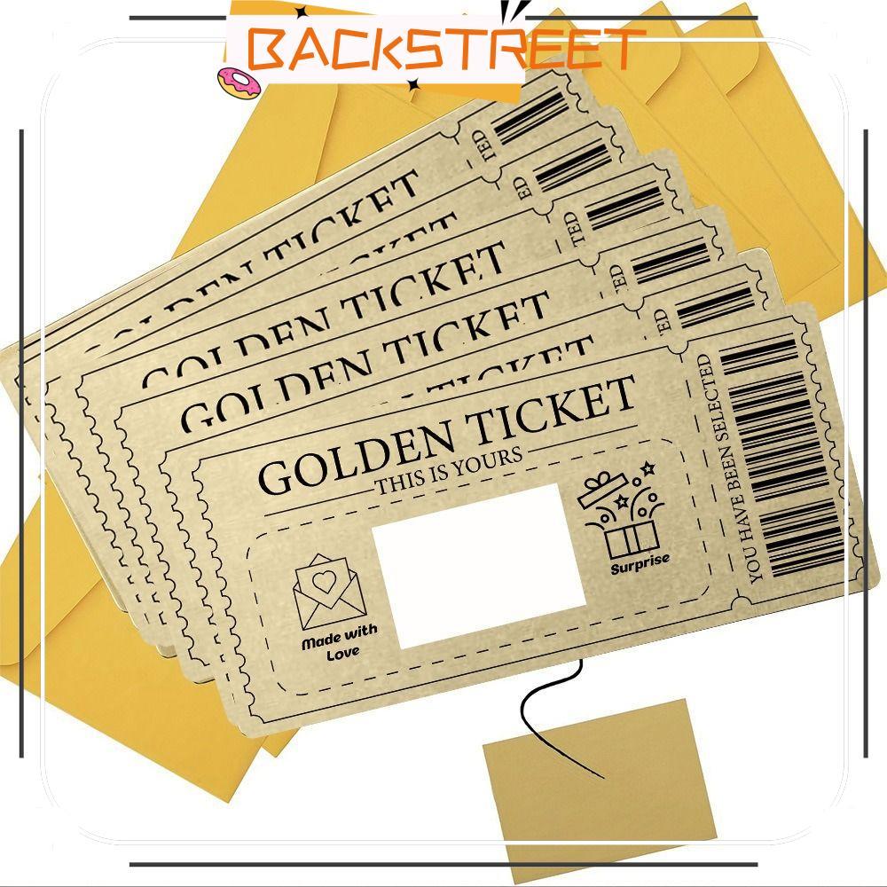 BACKSTAGE Golden Ticket Scratch- Card, Raffle Gift Concert Ticket, Scratch Ticket with Envelope Part