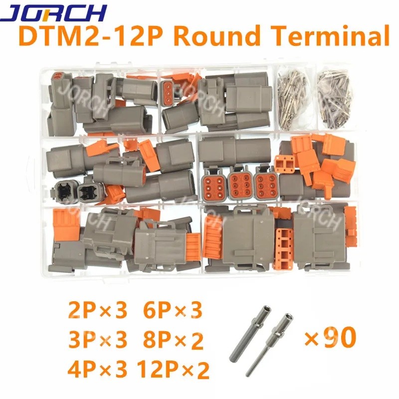 8CSJ 202pcs Deutsch DTM กันน้ําสายไฟชุด DTM06-2/3/4/6/8/12S DTM04-2/3/4/6/8/12P ยานยนต์ปิดผนึกปลั๊กพ